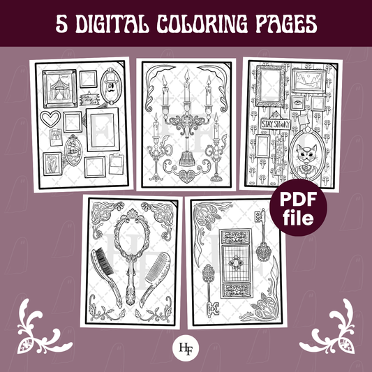 5 DIGITAL COLORING PAGES - DECORATION