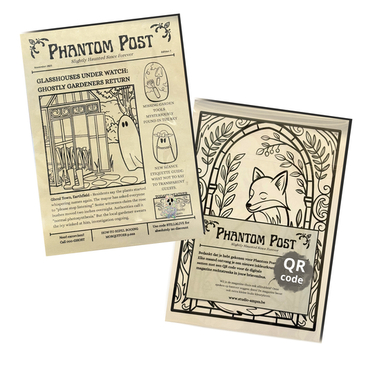 Phantom Post Inkleurkrant - Maandelijkse Mini Krant met Kleurplaten - Studio AM:PM
